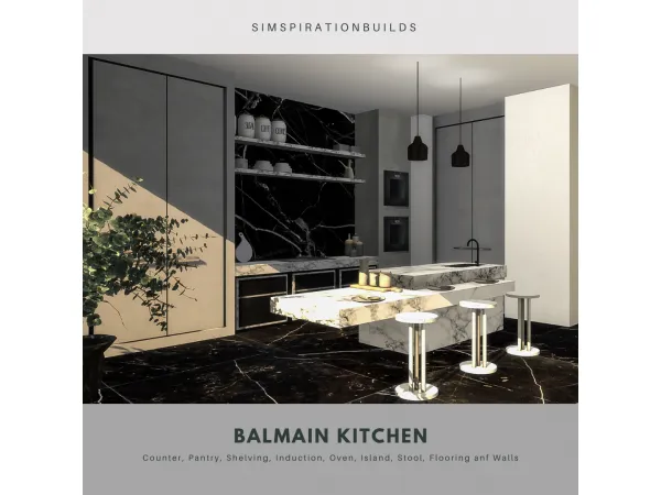 Alpha Balmain kitchen - The Sims 4 Custom Content