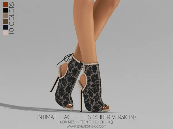 Alpha INTIMATE LACE HEELS (SLIDER) by redheadsims - The Sims 4 Custom Content