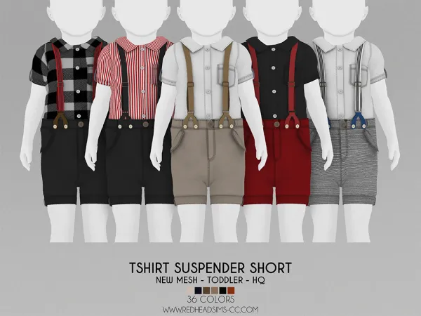 Alpha TODDLER TSHIRT SUSPENDER SHORT - The Sims 4 Custom Content