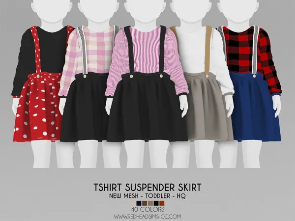 Maxis Match TODDLER TSHIRT SUSPENDER SKIRT - The Sims 4 Custom Content