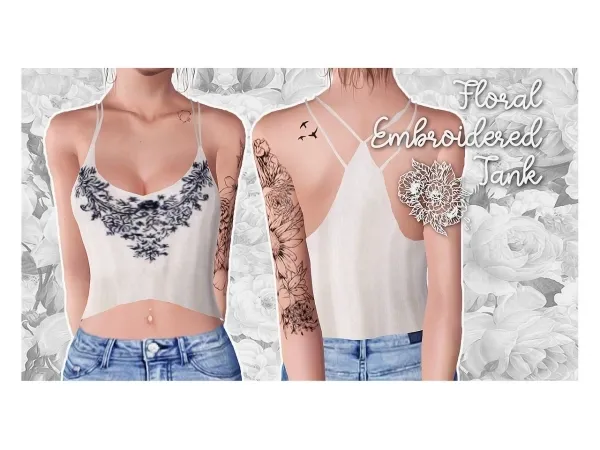 halosims Floral Embroidered Tank by simsfinds - The Sims 3 Custom Content