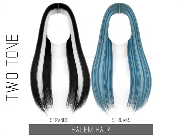 Alpha SALEM HAIR TWO TONE by simsfinds - The Sims 4 Custom Content