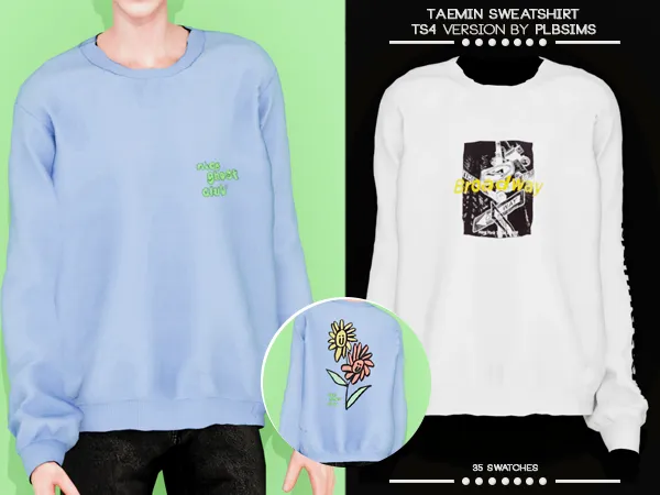 Alpha Taemin Oversized Sweatshirt - The Sims 4 Custom Content