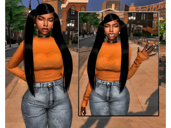 Alpha Noelle V2 Chunky Hoop Twists by EbonixSims - The Sims 4 Custom Content