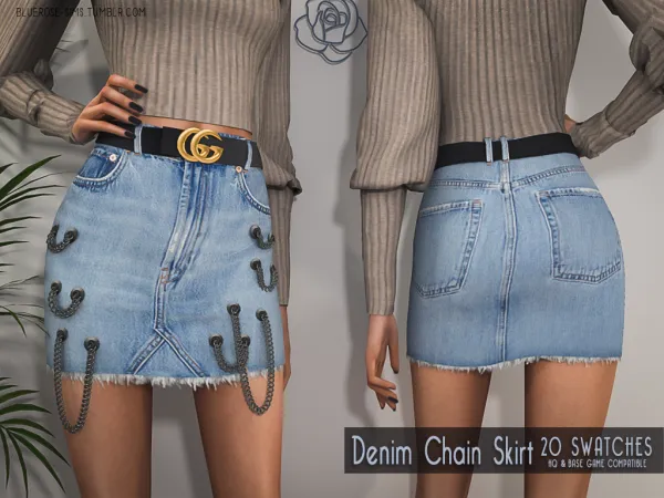 Alpha Denim Chain Skirt BRsims - The Sims 4 Custom Content
