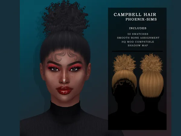 Alpha Campbell Hair - The Sims 4 Custom Content