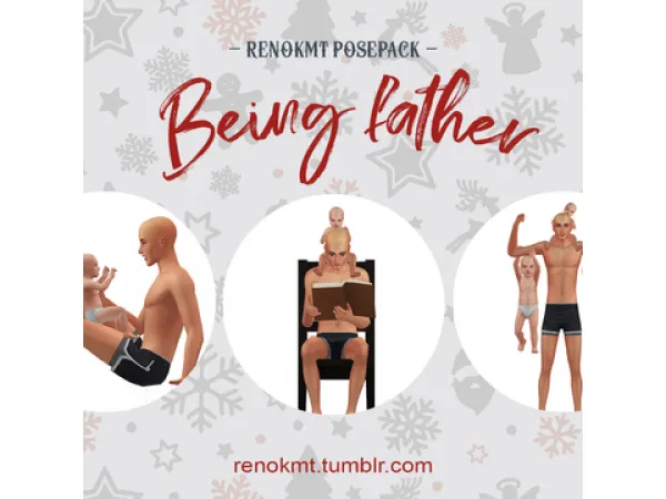 Mix [RenOKMT] Being Father Posepack by Ren Okamoto - The Sims 4 Custom Content