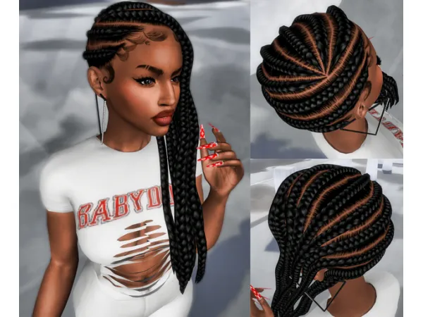 Alpha (Pink) Lemonade Braids by EbonixSims - The Sims 4 Custom Content