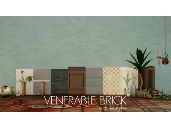 Maxis Match VENERABLE BRICK WALL PACK by amoebae - The Sims 4 Custom Content