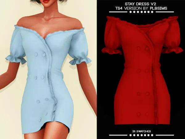 Alpha Stay Dress v2 - The Sims 4 Custom Content