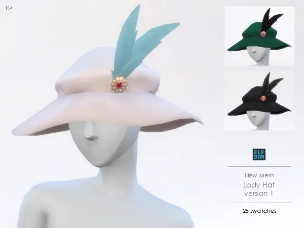 Maxis Match Lady Hat V1 by elfdor - The Sims 4 Custom Content