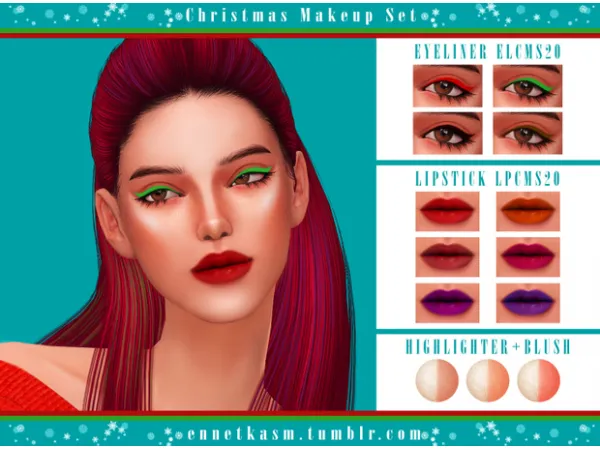 Maxis Match Christmas Makeup Set by ENNETKASM - The Sims 4 Custom Content
