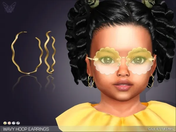 Alpha WAVY HOOP EARRINGS FOR TODDLERS - The Sims 4 Custom Content