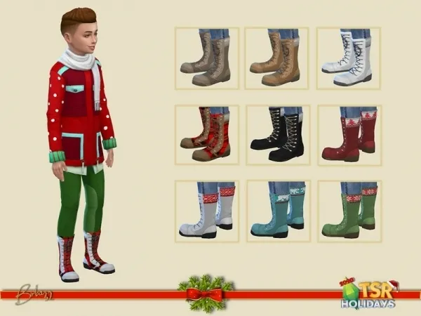 Maxis Match Birba32's Holiday Wonderland Christmas boots male child - The Sims 4 Custom Content