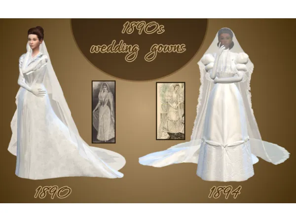 Maxis Match 4000 followers gift 1890s wedding gowns by Vintage Simstress - The Sims 4 Custom Content