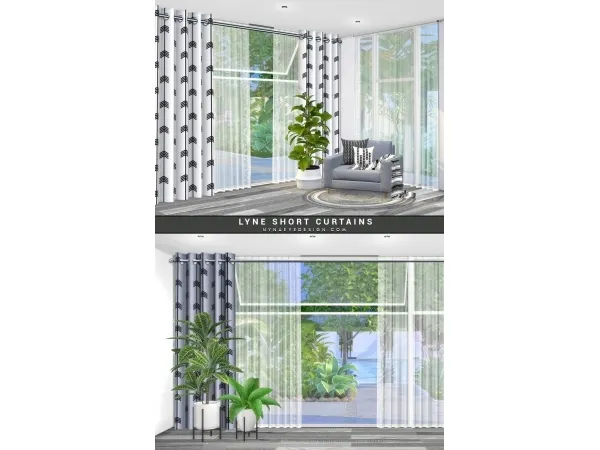 Alpha Lyne Short Curtains by simsfinds - The Sims 4 Custom Content