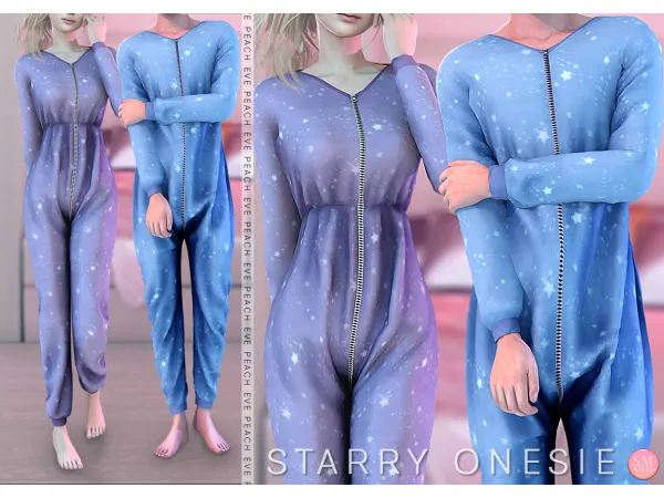Alpha PEACH Starry Onesie by ts4eve - The Sims 4 Custom Content