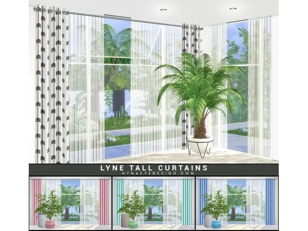 Alpha Lyne Tall Curtains - The Sims 4 Custom Content