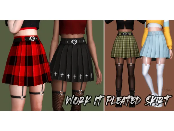 Maxis Match Work It Pleated Skirt Trigger Garter Tights - The Sims 4 Custom Content