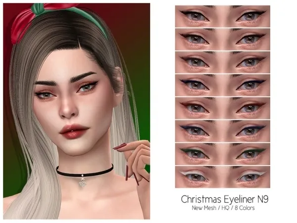 Alpha Lisaminicatsims' LMCS Christmas Eyeliner N9 (HQ) - The Sims 4 Custom Content
