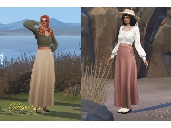 Maxis Match Cottage Core Long Skirt01 - The Sims 4 Custom Content