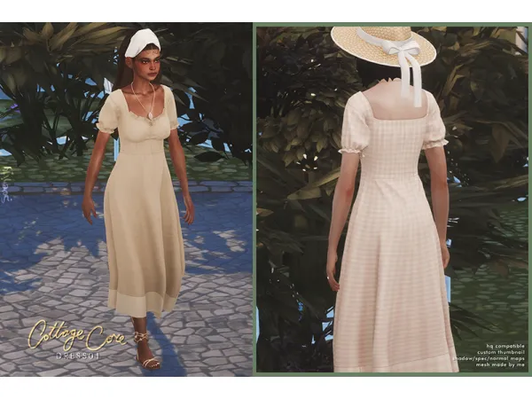 Mix Cottage Core Dress01 - The Sims 4 Custom Content
