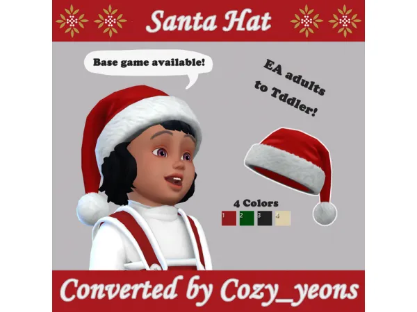 Maxis Match Cozy_yeons Toddler Santa Hat(Convert) 심즈4 유아 의상CC 산타 모자 by Cozy_yeons Sims - The Sims 4 Custom Content