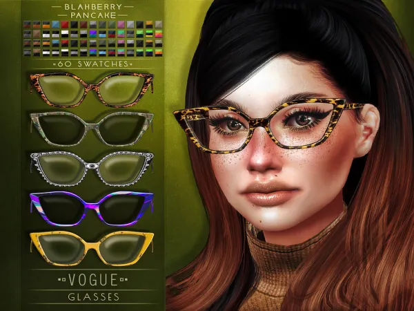 Alpha Blahberry Pancake Vogue Glasses (unisex) - The Sims 4 Custom Content