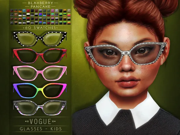 Alpha Blahberry Pancake Vogue Glasses KIDS - The Sims 4 Custom Content