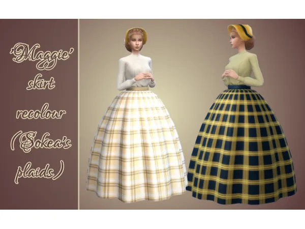 Maxis Match 1850's 'Maggie' skirt recoloured in Sokea's plaids by Vintage Simstress - The Sims 4 Custom Content