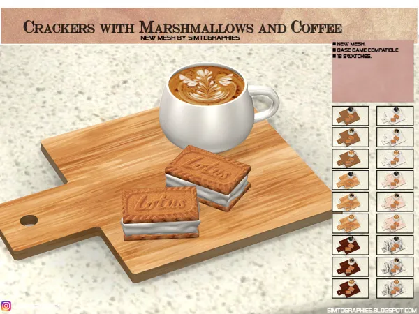 Alpha Crackers With Marshmallow and Coffee - The Sims 4 Custom Content
