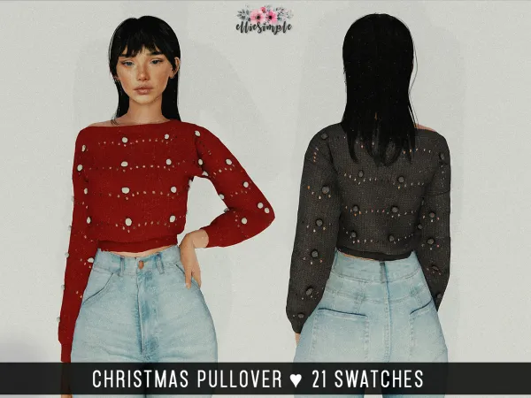 Alpha Elliesimple Christmas Pullover - The Sims 4 Custom Content