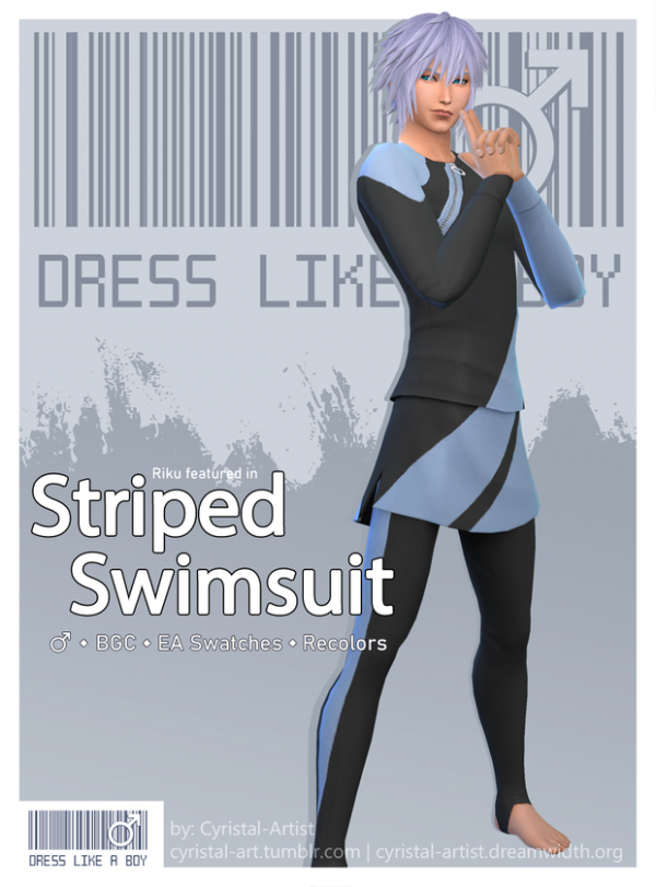Alpha Dress Like A Boy Striped Swimsuit Artist by simsfinds - The Sims 4 Custom Content