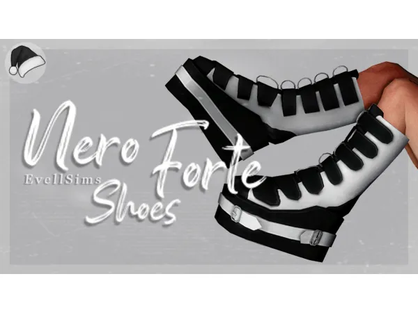 Alpha Evells Advent Calendar Day 24 Nero Forte Shoes - The Sims 4 Custom Content