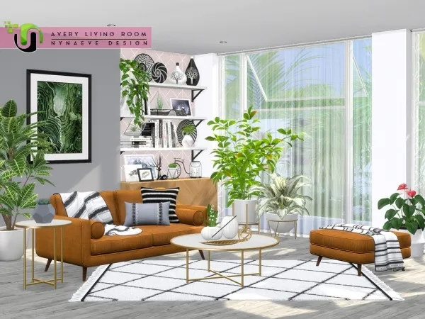 Alpha Avery Living Room by simsfinds - The Sims 4 Custom Content