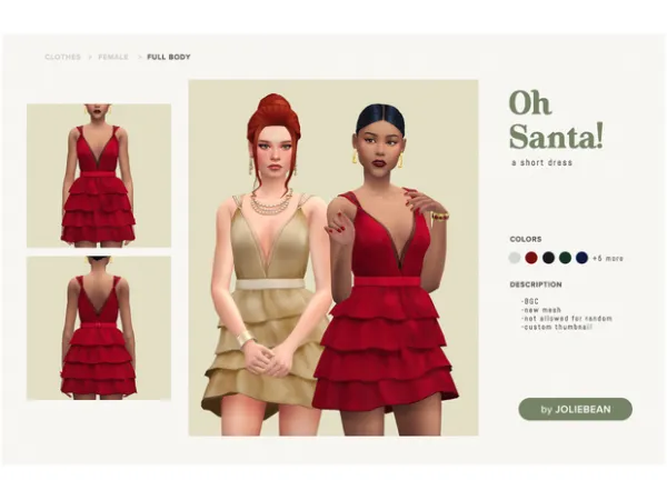 Maxis Match Oh Santa short dress by Joliebean by Joliebean - The Sims 4 Custom Content