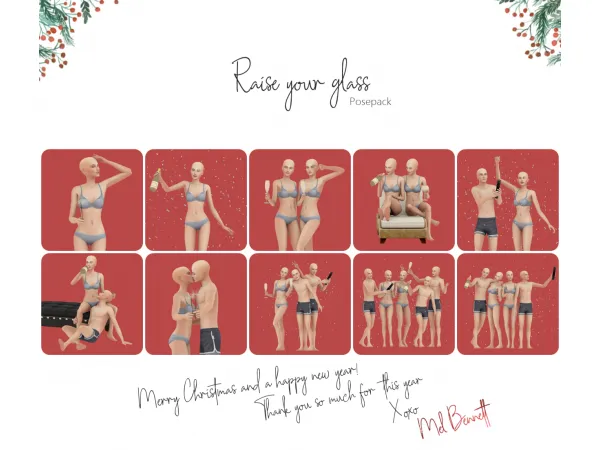Maxis Match 2020 ADVENT CALENDAR GIFT 25 RAISE YOUR GLASS POSEPACK - The Sims 4 Custom Content