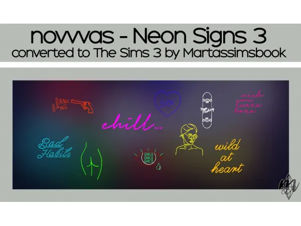 Neon Signs 3 - The Sims 3 Custom Content