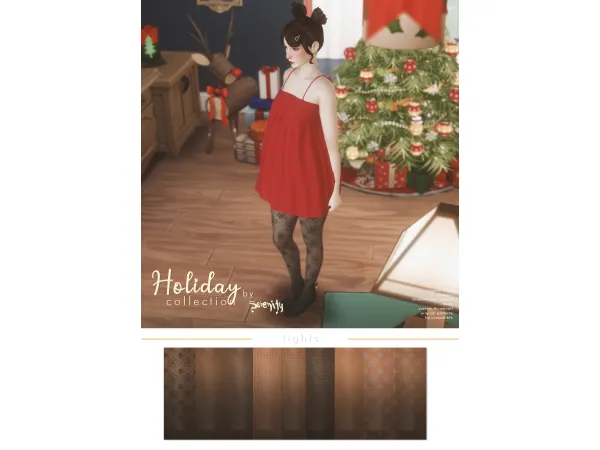 Alpha Holiday Collection Tights01 - The Sims 4 Custom Content