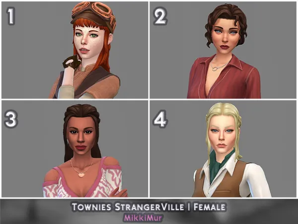 Maxis Match Townies for StrangerVille Female Жители для Стрейнджервиль by simsfinds - The Sims 4 Custom Content