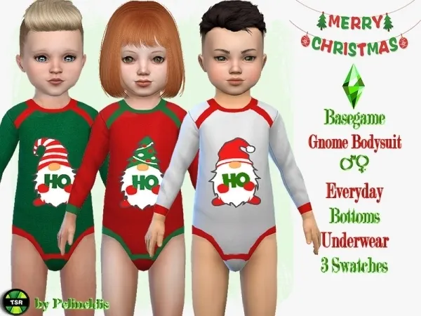 Maxis Match Pelineldis' Christmas Gnomes Bodysuit - The Sims 4 Custom Content