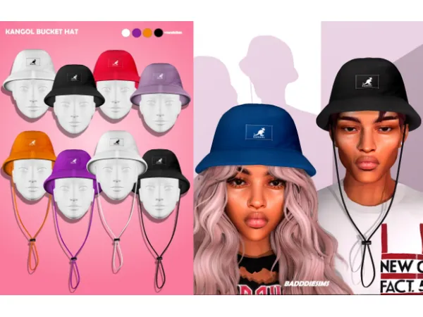 Alpha KANGOL BUCKET HAT by BADDDIESIMS - The Sims 4 Custom Content