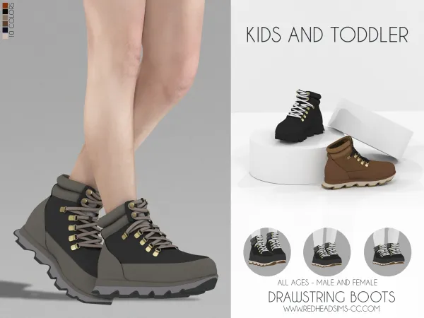 Alpha DRAWSTRING BOOTS KIDS AND TODDLER - The Sims 4 Custom Content