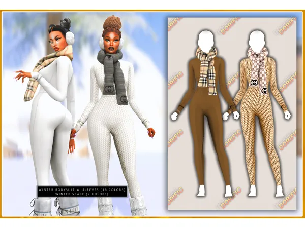 Alpha dorific_WINTER BODYSUIT WINTER SCARF - The Sims 4 Custom Content