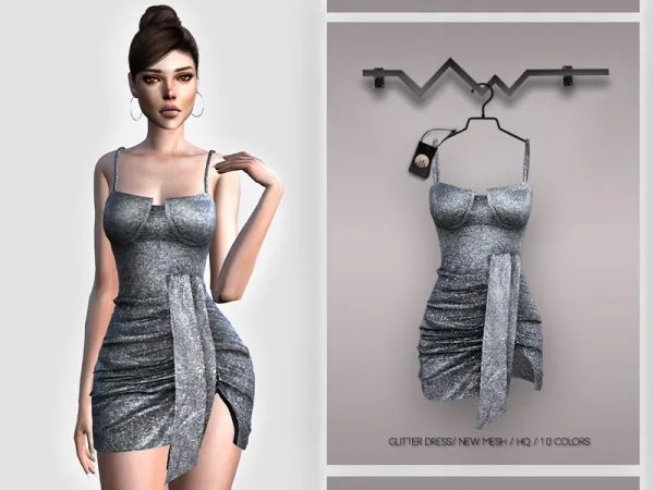 Alpha busra tr's Glitter Dress BD395 - The Sims 4 Custom Content