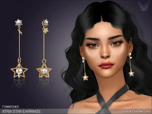 Alpha Atria Star Earrings - The Sims 4 Custom Content