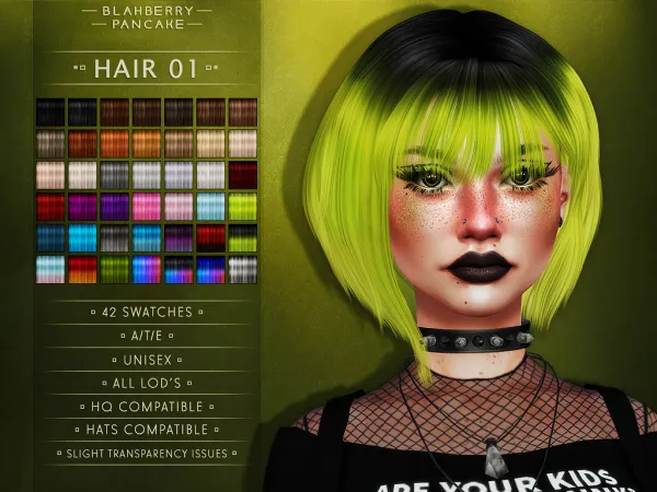 Alpha Blahberry Pancake Hair 01 - The Sims 4 Custom Content