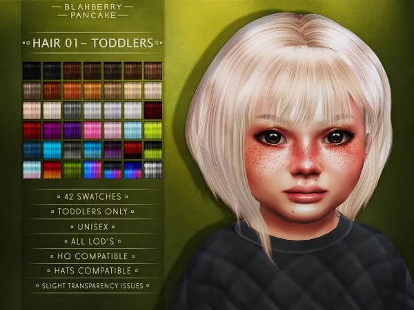 Alpha Blahberry Pancake Hair 01 TODDLERS - The Sims 4 Custom Content
