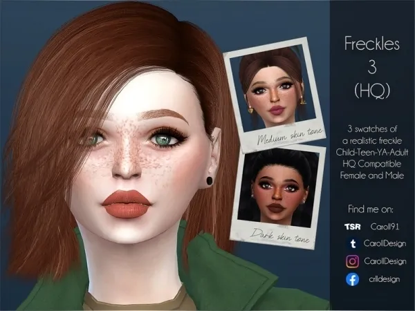Alpha Caroll91's Freckles 3 (HQ) - The Sims 4 Custom Content