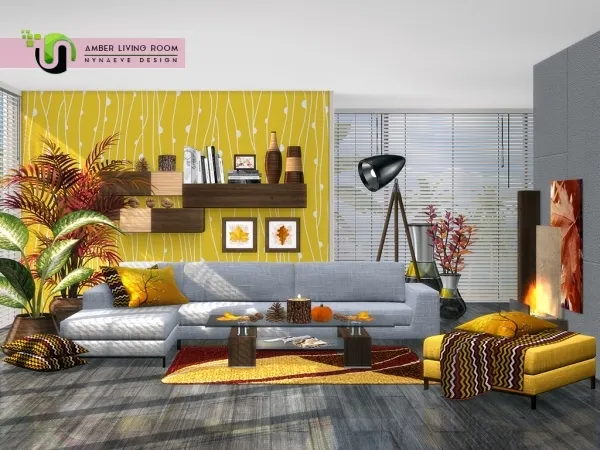Alpha Amber Living Room - The Sims 4 Custom Content